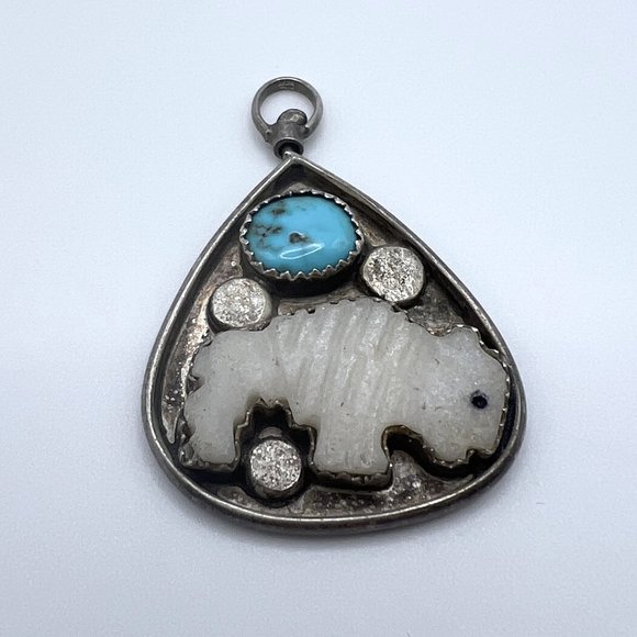 Jewelry - Vintage Buffalo Turquoise Sterling Silver 925 Necklace Pendant